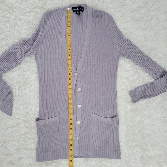 Vintage Ralph Lauren Blue Label 100% Silk Cardigan Sweater - Size Medium - Picture 7 of 10